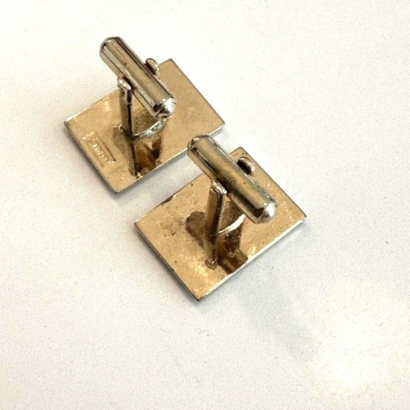 Vintage Risque Enamel Cufflinks Pinup Gold Tone Mens Estate Jewelry - Picture 4 of 5